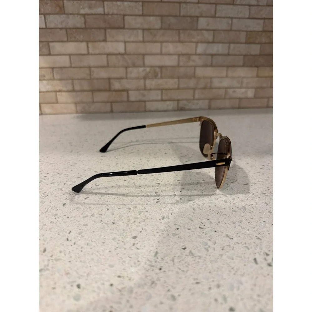 Ray-Ban RB3716 Clubmaster Sunglasses 187/58 Black Gold Green Polarized 51mm